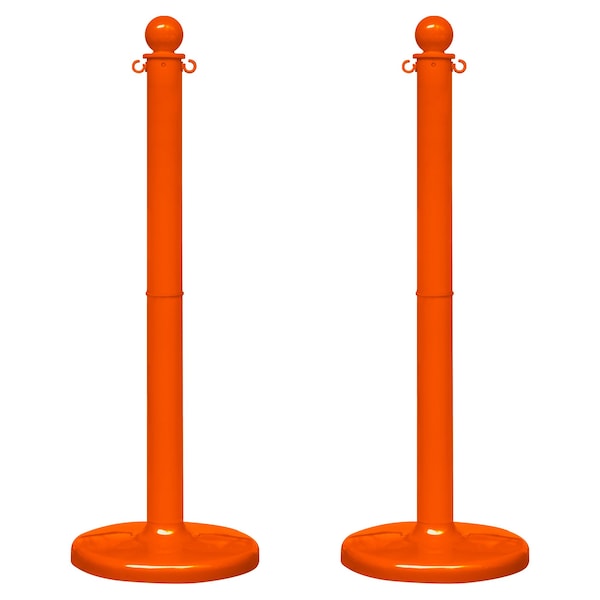 Safety Orange Medium Duty Stowable Stanchion, 2PK